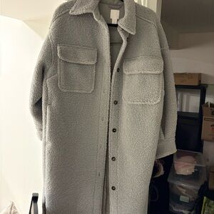H&M Gray Teddy Jacket Oversized Fit